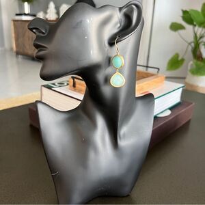 Aqua Blue Pink Quartz Double Stone Drop Earrings Luxury Jewelry